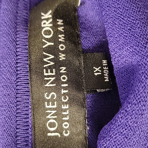 JONES NEW YORK 1X purple button down sweater - Picture 3 of 4
